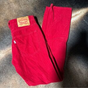 Amazing Levi's 511 Slim Corduroy Pants 31x32 Red Jeans Warp Stretch